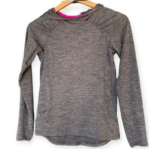 Like new Layer8 Girls quick dry performance T-shirt hoodie, Heather gray